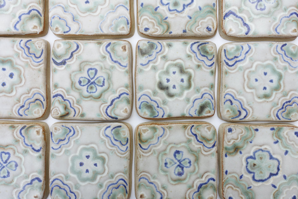 Geo-Floral Ceramic Tile Set of 25