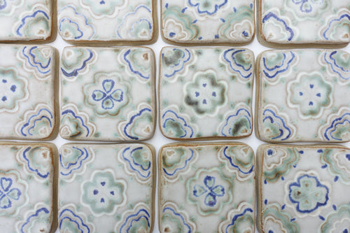 Geo-Floral Ceramic Tile Set of 25