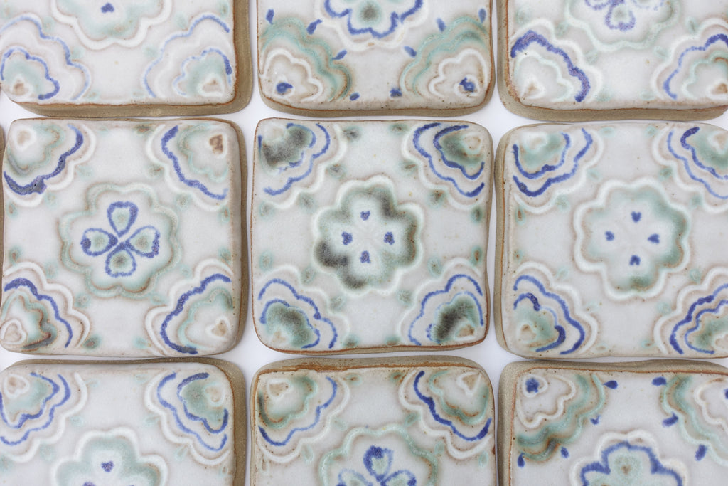 Geo Floral ceramic tile Set of 25