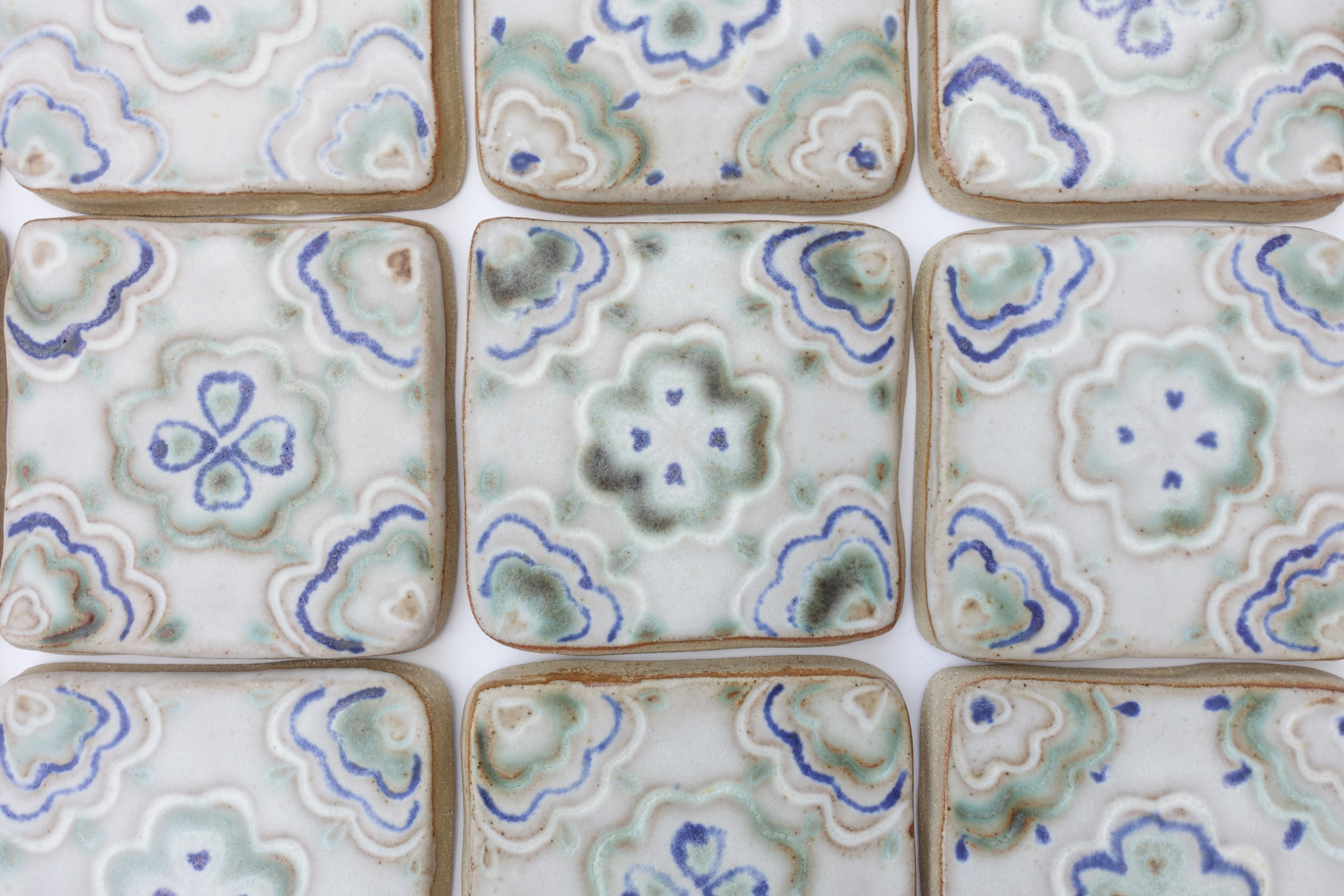 Geo Floral ceramic tile Set of 25