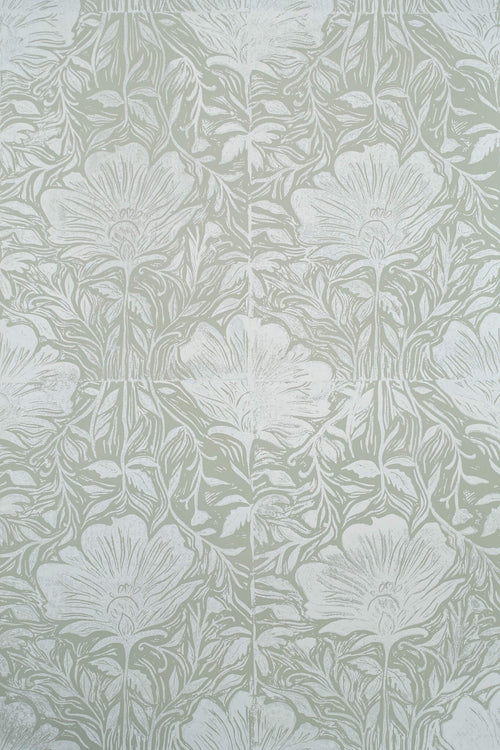 Repeat floral wallpaper pattern in French grey